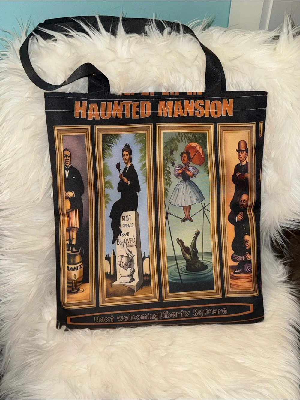 Disney Haunted Mansion Stretching Portraits Tote Bag Halloween Reusable Shopper